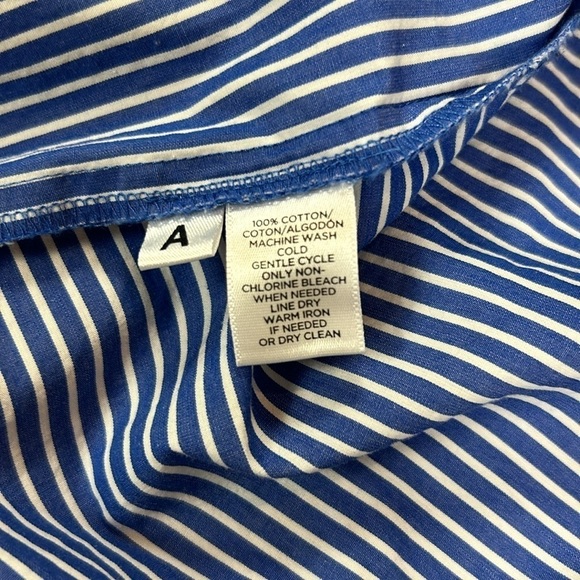 Loft Pin Stripe Bell Sleeve Button Front Blue White Top - Picture 16 of 17